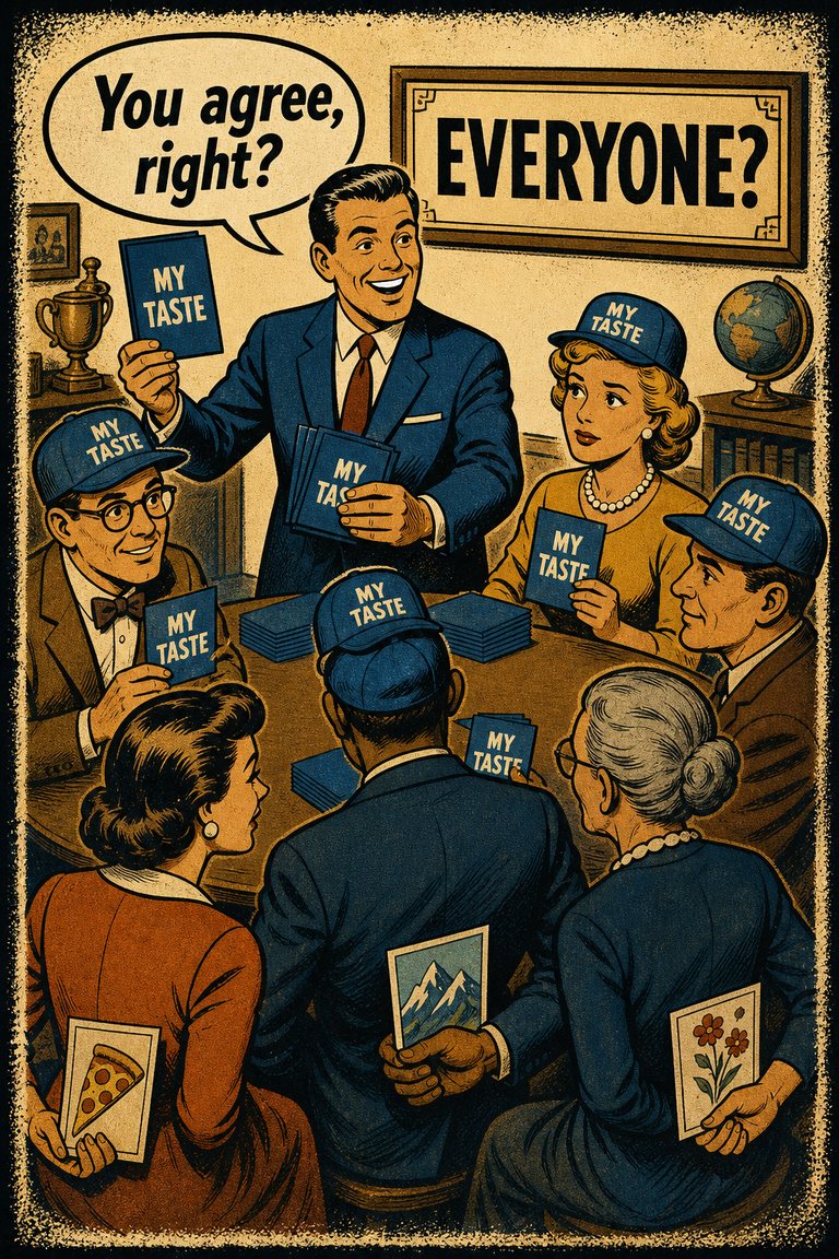 Poster illustration for Assumed similarity bias