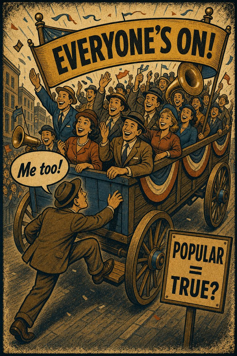 Poster illustration for Bandwagon effect