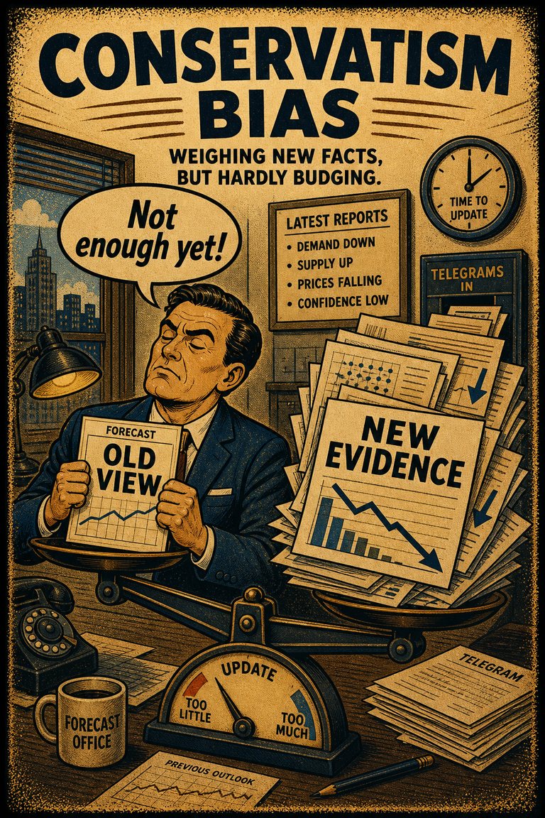 Poster illustration for Conservatism bias