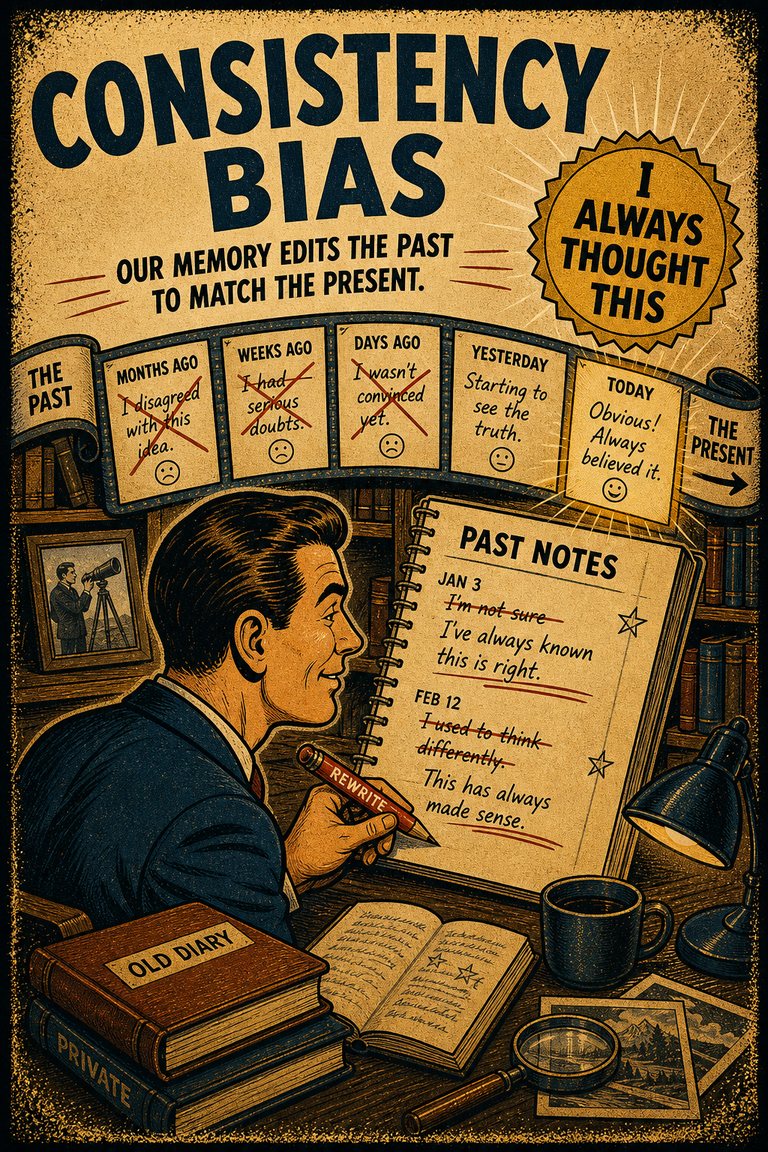 Poster illustration for Consistency bias