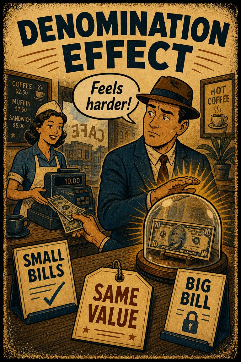 Poster illustration for Denomination effect