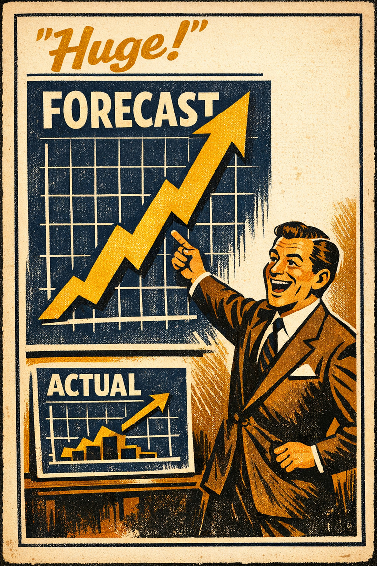 Poster illustration for Exaggerated expectation