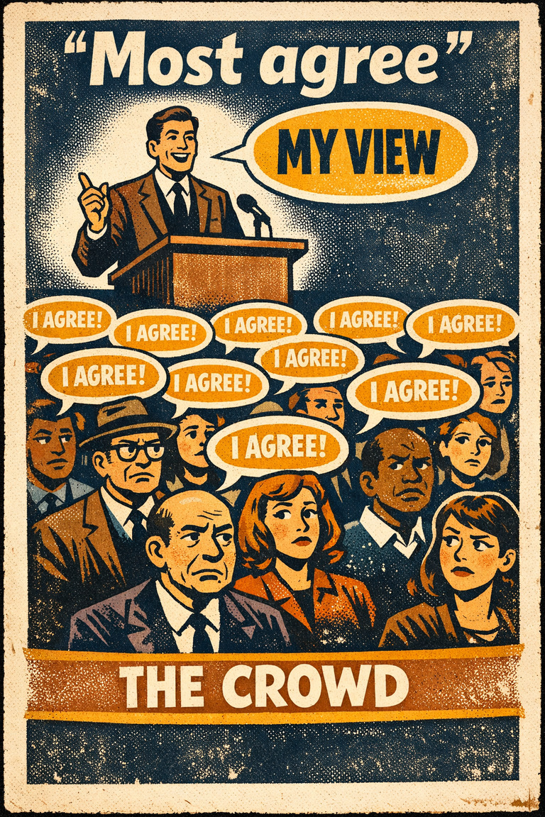 Poster illustration for False consensus effect