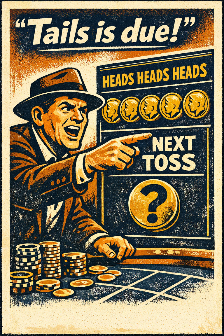 Poster illustration for Gambler's fallacy