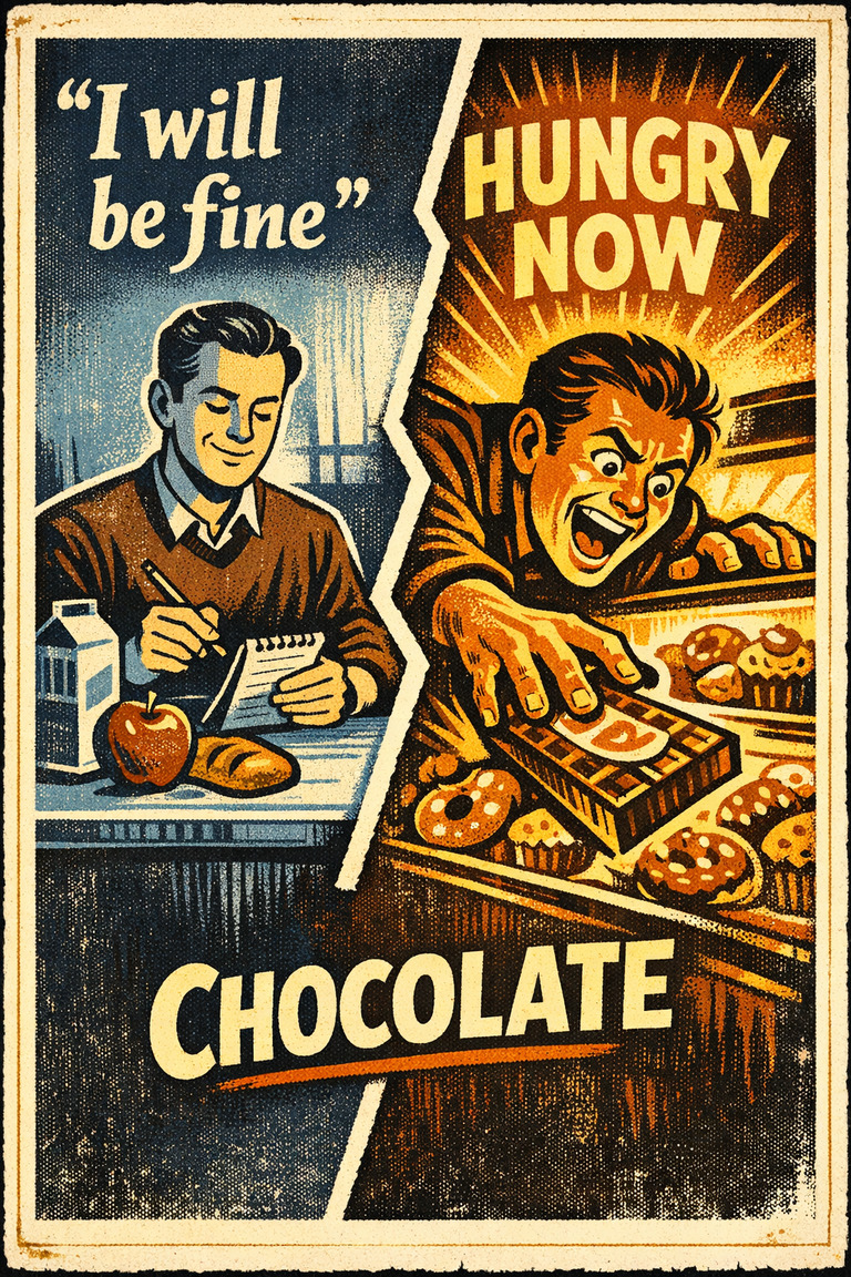 Poster illustration for Hot-cold empathy gap
