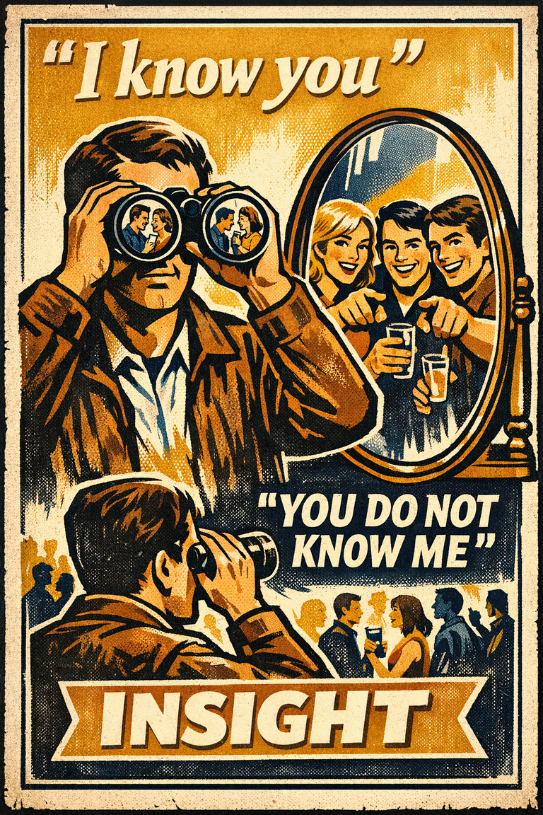 Poster illustration for Illusion of asymmetric insight