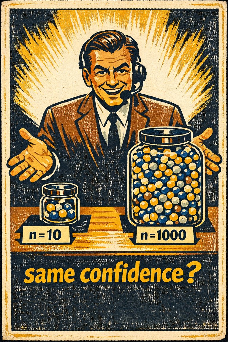Poster illustration for Insensitivity to sample size