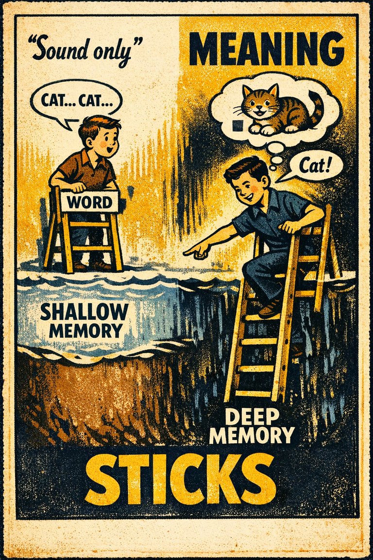 Poster illustration for Levels-of-processing effect