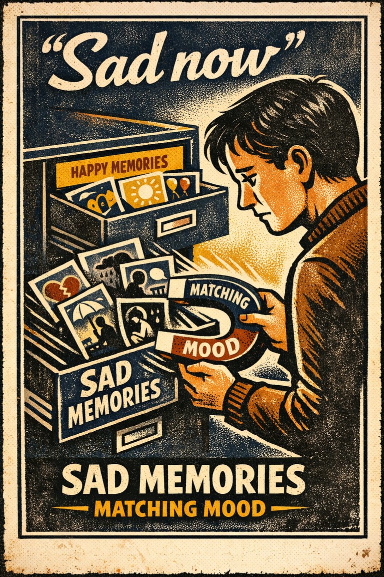 Poster illustration for Mood-congruent memory bias