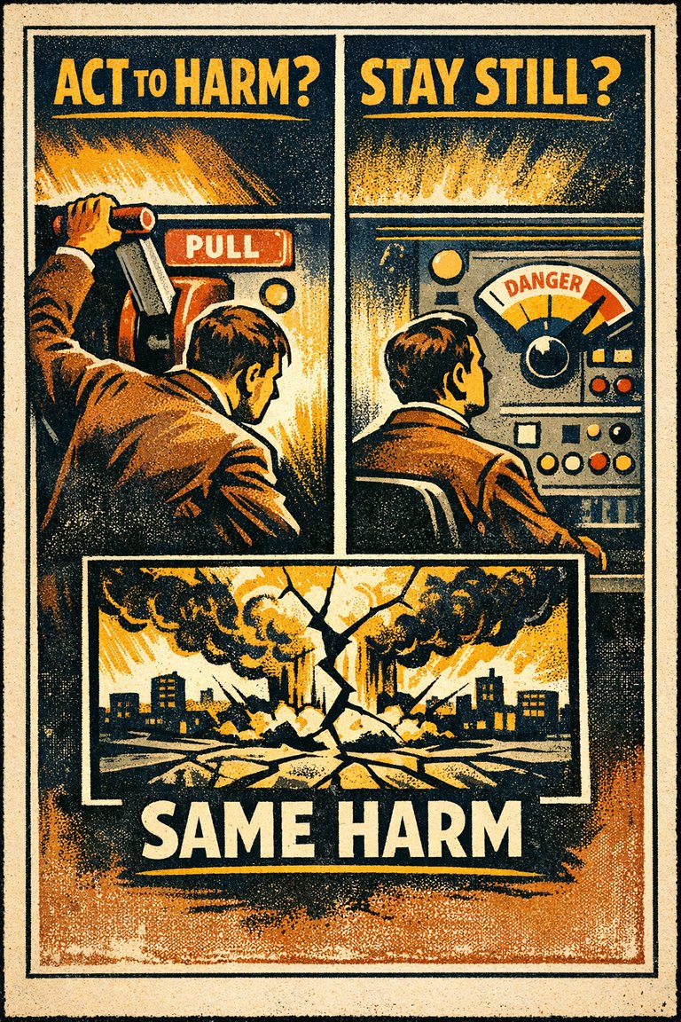 Poster illustration for Omission bias
