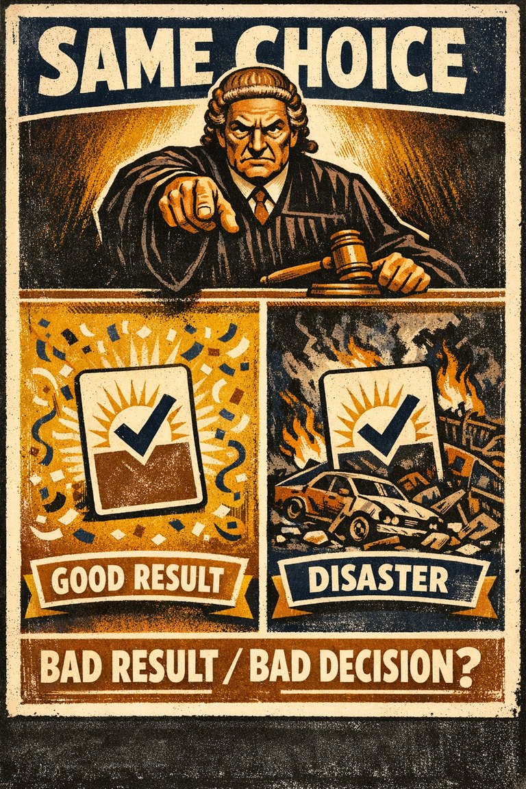 Poster illustration for Outcome bias