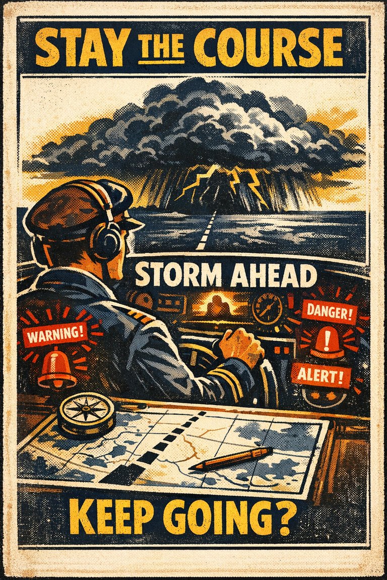 Poster illustration for Plan continuation bias