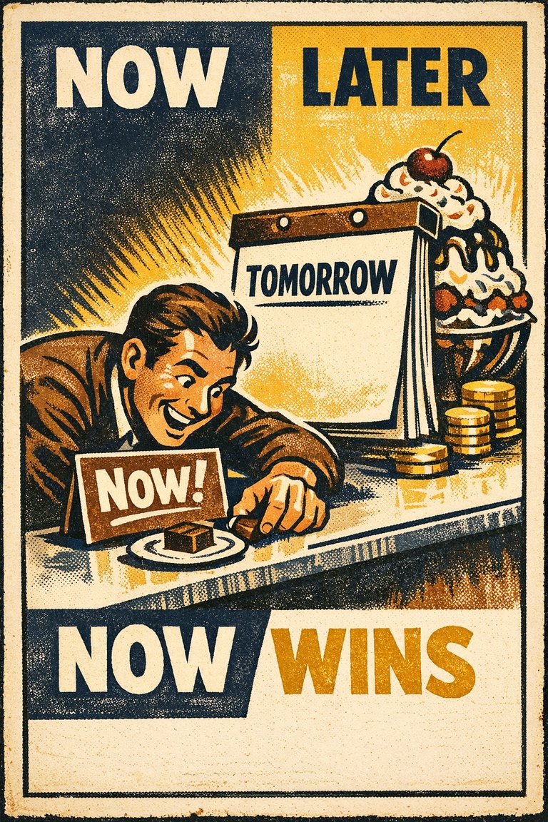 Poster illustration for Present bias
