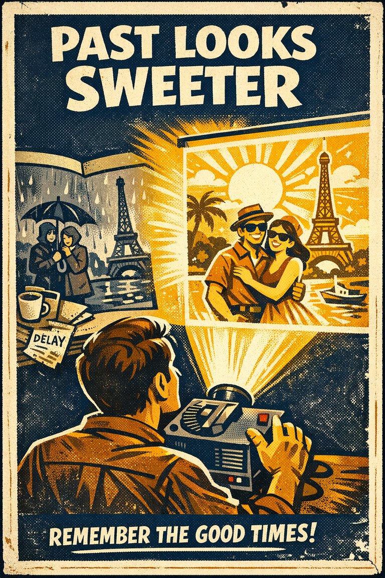 Poster illustration for Rosy retrospection