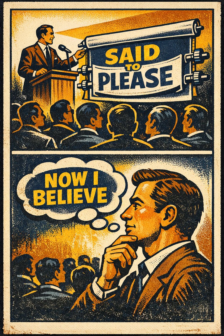 Poster illustration for Saying is believing effect