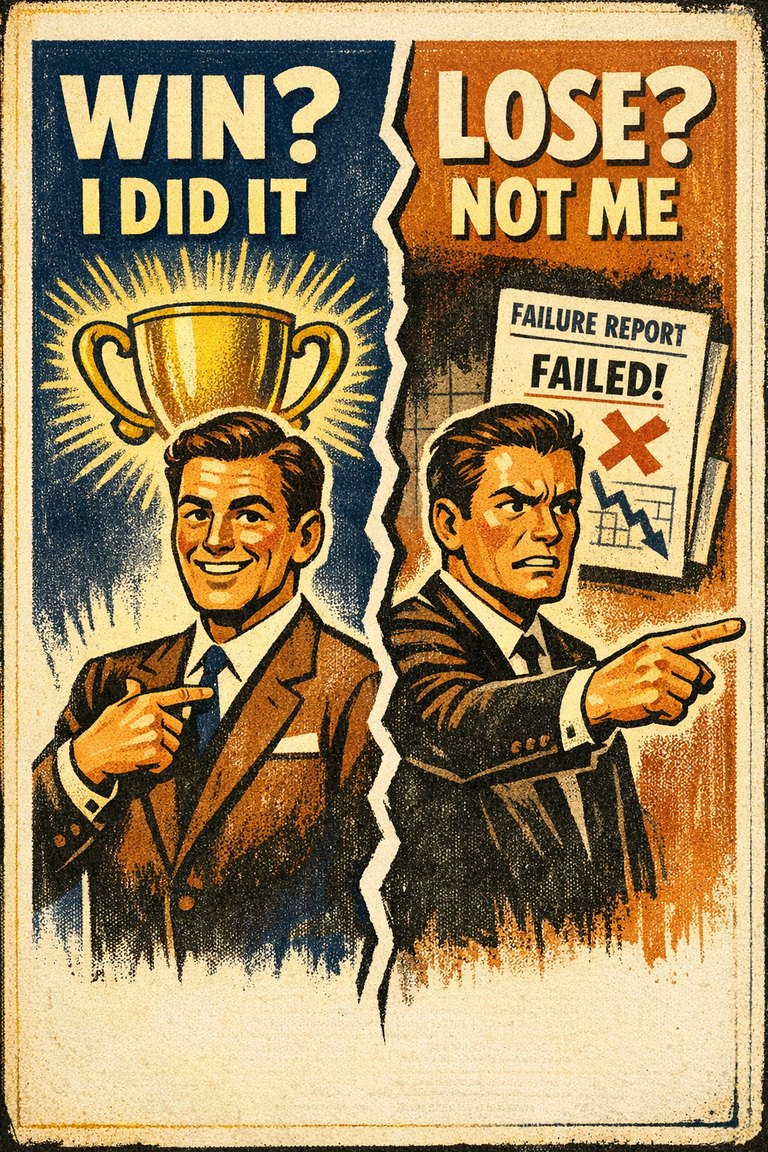 Poster illustration for Self-serving bias