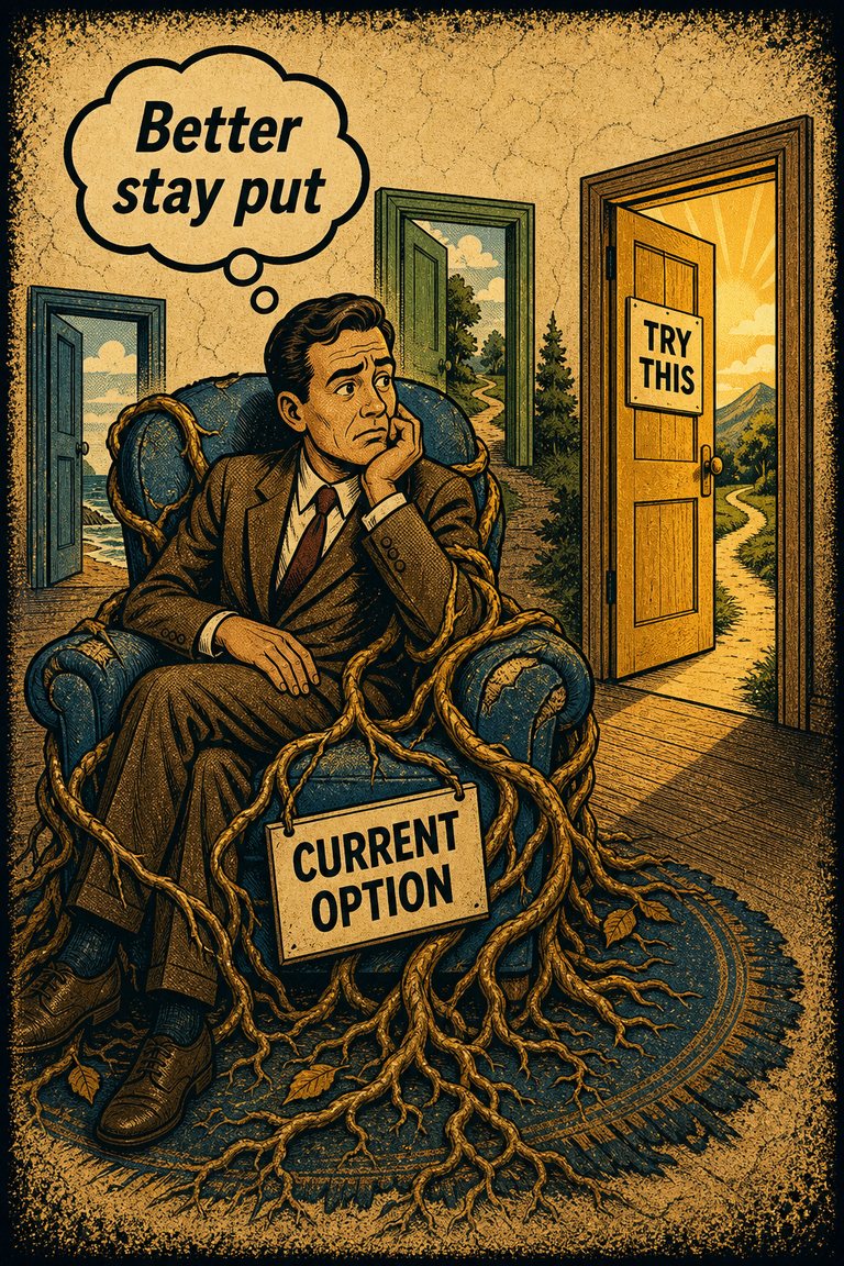 Poster illustration for Status quo bias